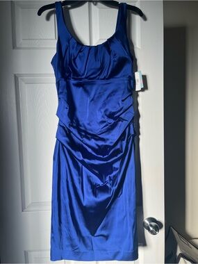 Elegant Royal Blue Sleeveless Suzy Chin Sheath Dress